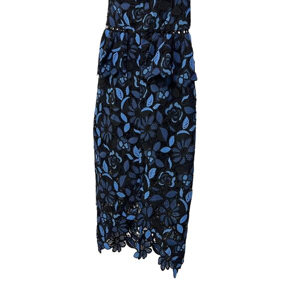 ELLIATT WOMENS SMALL TIMES FLORAL CROCHET STRAPLESS MIDI PARTY DRESS BLUE NEW - Picture 8 of 16